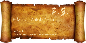 Póti Zakária névjegykártya